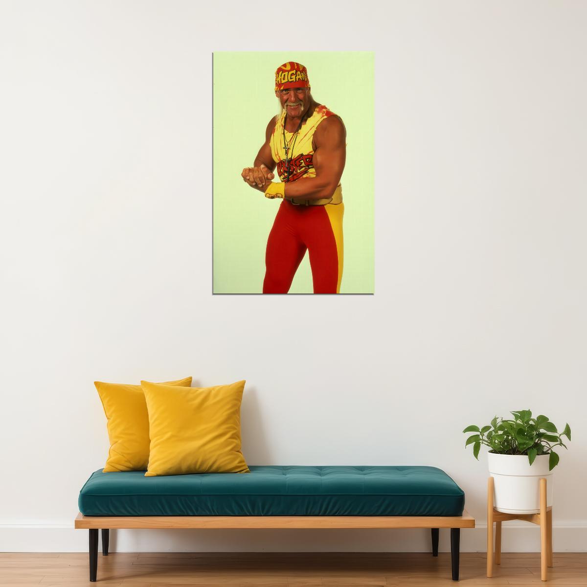 Hulk Hogan 1980s Wrestling Portrait Poster Iconic Wrestler Classic Bodybuilder Champion Wall Art Print Old Hollywood Aesthetic Wall Decor
