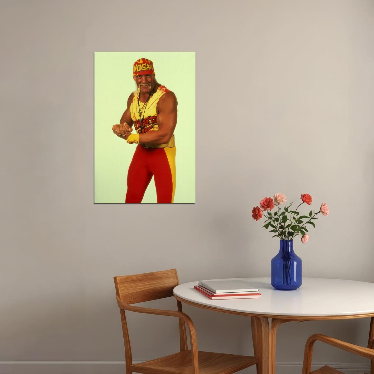 Hulk Hogan 1980s Wrestling Portrait Poster Iconic Wrestler Classic Bodybuilder Champion Wall Art Print Old Hollywood Aesthetic Wall Decor