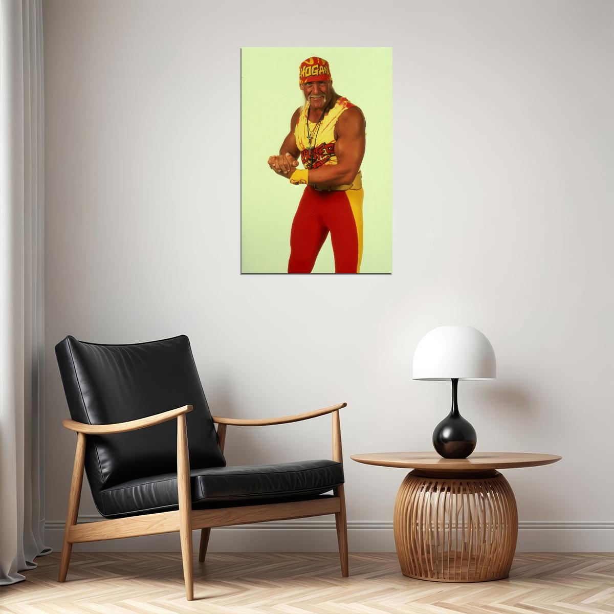 Hulk Hogan 1980s Wrestling Portrait Poster Iconic Wrestler Classic Bodybuilder Champion Wall Art Print Old Hollywood Aesthetic Wall Decor