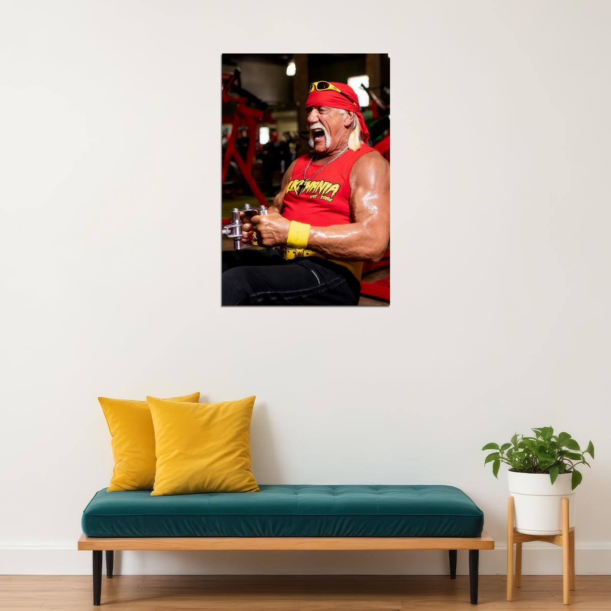 Hulk Hogan Training Portrait Poster Iconic Bodybuilder Wrestling Legend Classic Gym Workout Wall Art Print Old Hollywood Aesthetic Wall Decor - xonomax