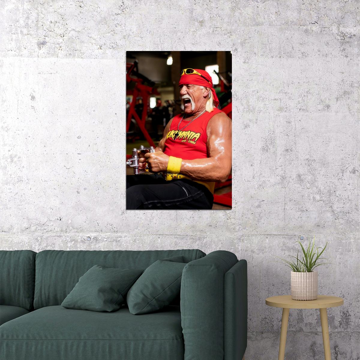 Hulk Hogan Training Portrait Poster Iconic Bodybuilder Wrestling Legend Classic Gym Workout Wall Art Print Old Hollywood Aesthetic Wall Decor - xonomax