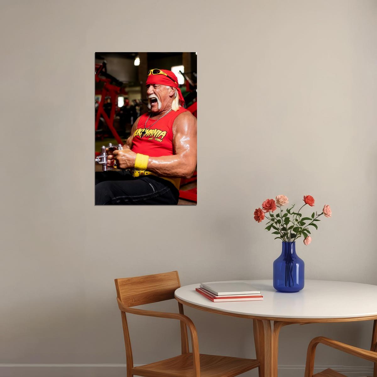 Hulk Hogan Training Portrait Poster Iconic Bodybuilder Wrestling Legend Classic Gym Workout Wall Art Print Old Hollywood Aesthetic Wall Decor - xonomax