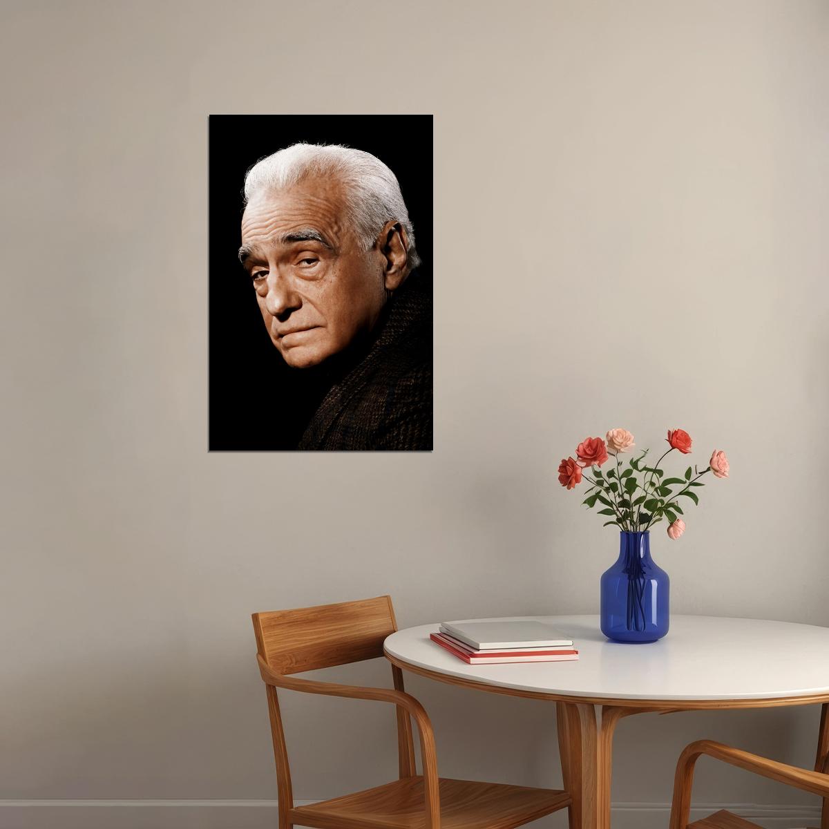 Martin Scorsese Black And White Portrait Poster Iconic Hollywood Director Classic Cinematic Vision Wall Art Print Old Hollywood Aesthetic Wall Decor - xonomax
