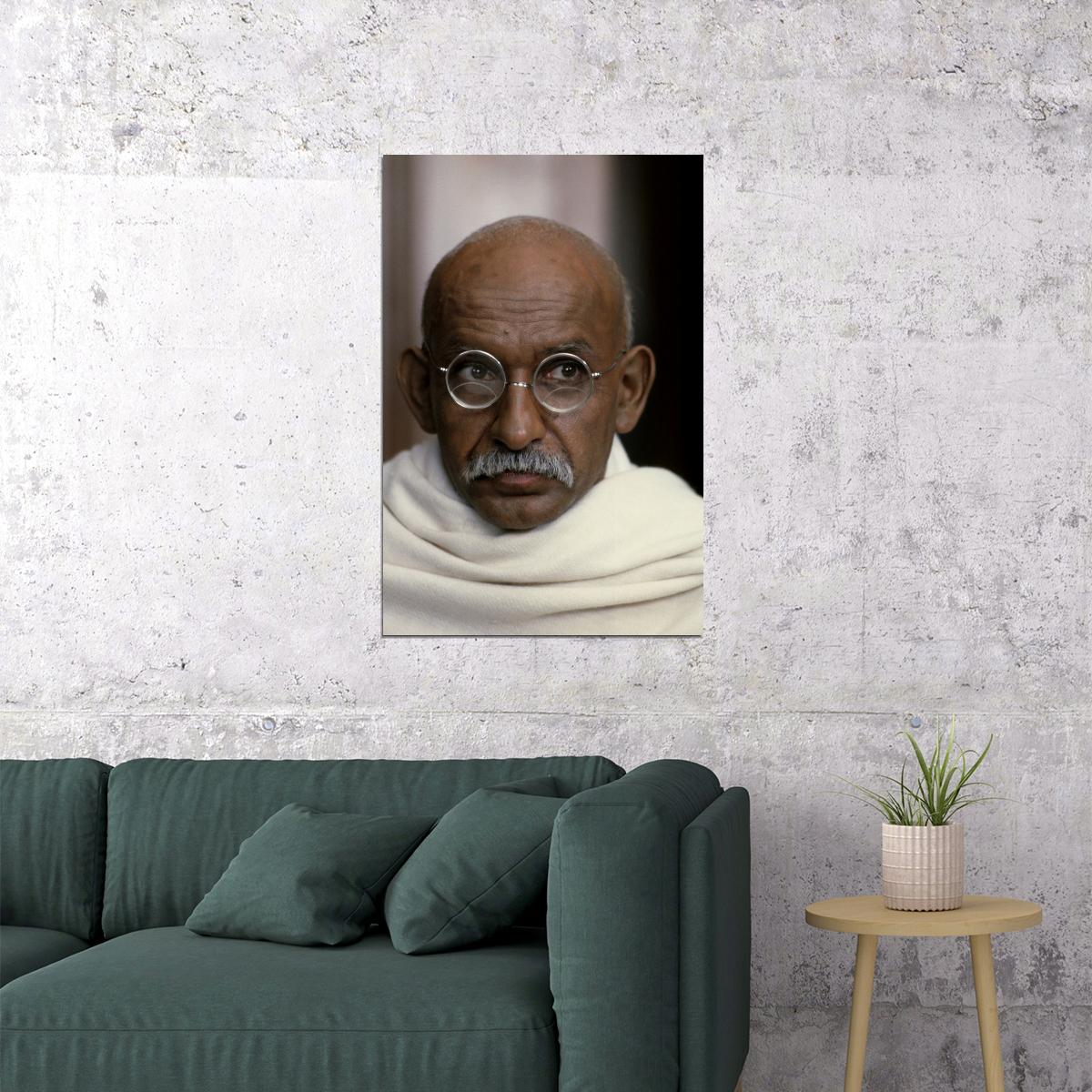 Ben Kingsley Gandhi Movie Poster 1982 Iconic Biographical Film Classic Historical Character Wall Art Print Old Hollywood Aesthetic Wall Decor - xonomax