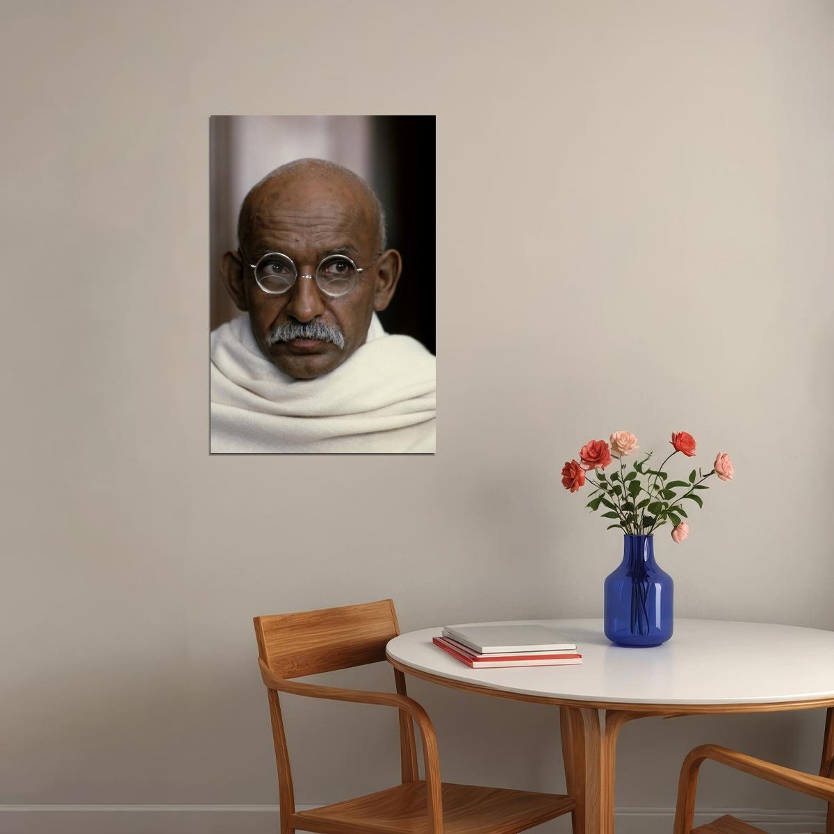 Ben Kingsley Gandhi Movie Poster 1982 Iconic Biographical Film Classic Historical Character Wall Art Print Old Hollywood Aesthetic Wall Decor - xonomax