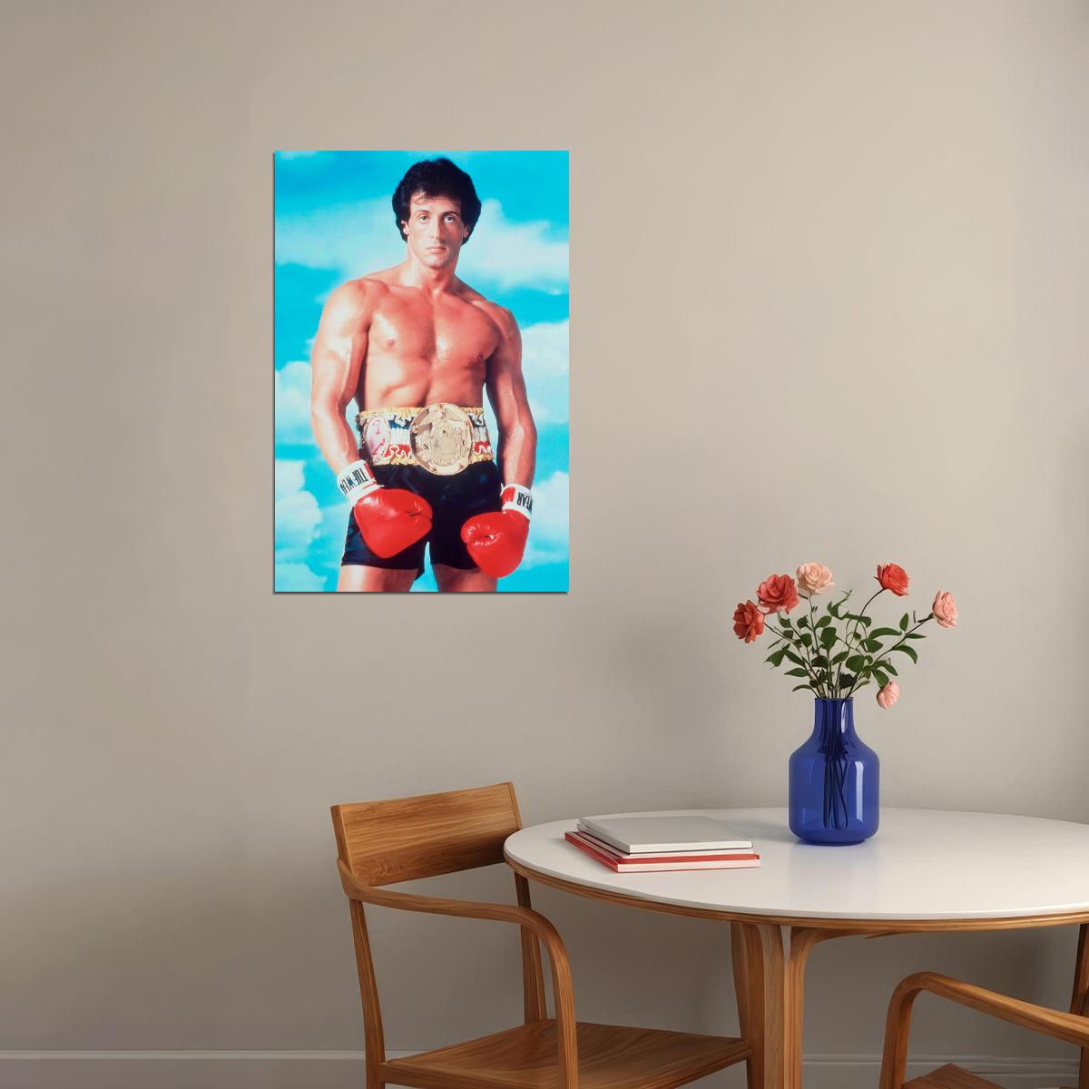 Sylvester Sly Stallone Boxing Champion Poster Classic Boxing Film Iconic Fighter Hollywood Legend Wall Art Print Old Hollywood Aesthetic Wall Decor - xonomax