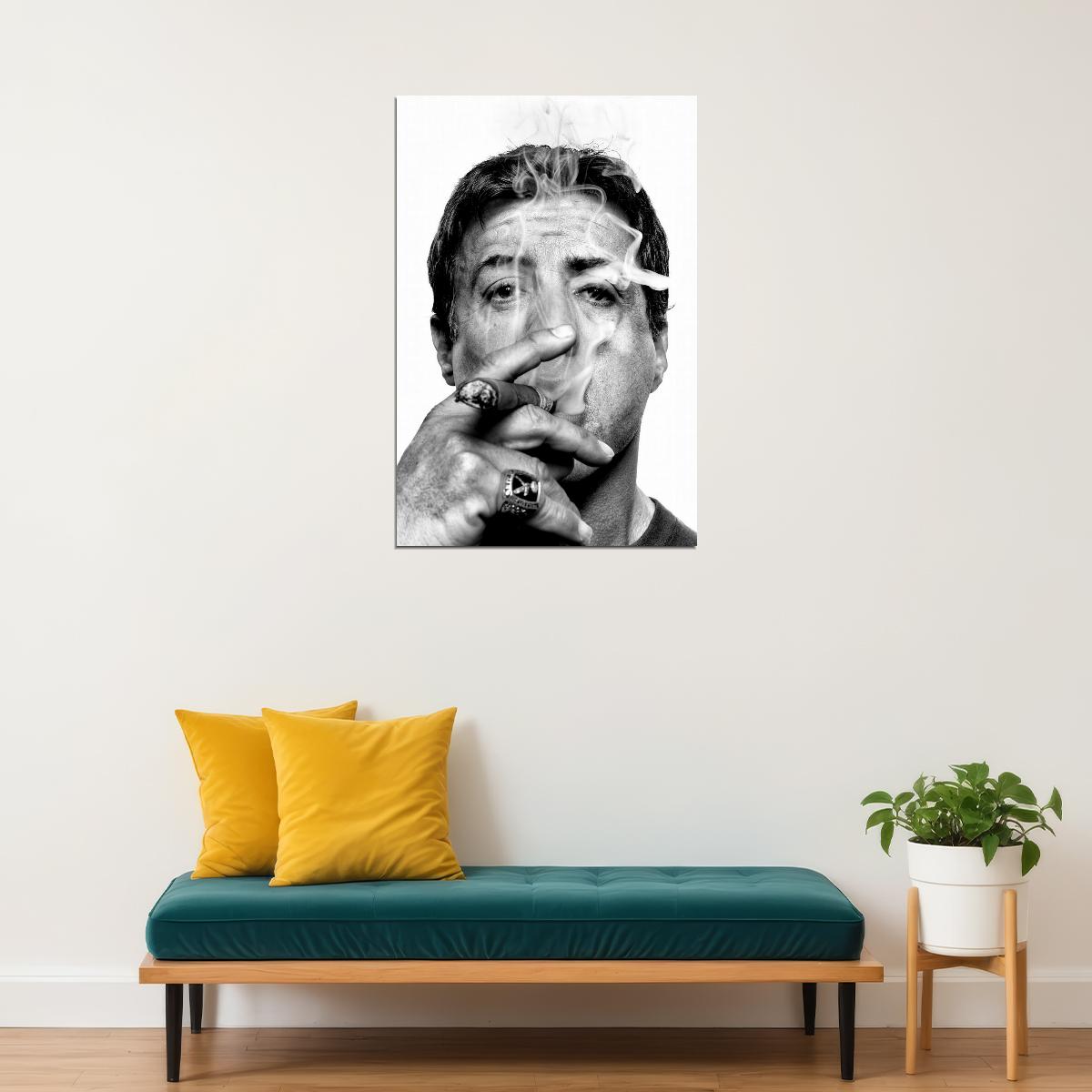 Smoking Portrait Poster Iconic Film Star Glamorous Hollywood Actor Black And White Wall Art Print Old Hollywood Aesthetic Wall Decor - xonomax