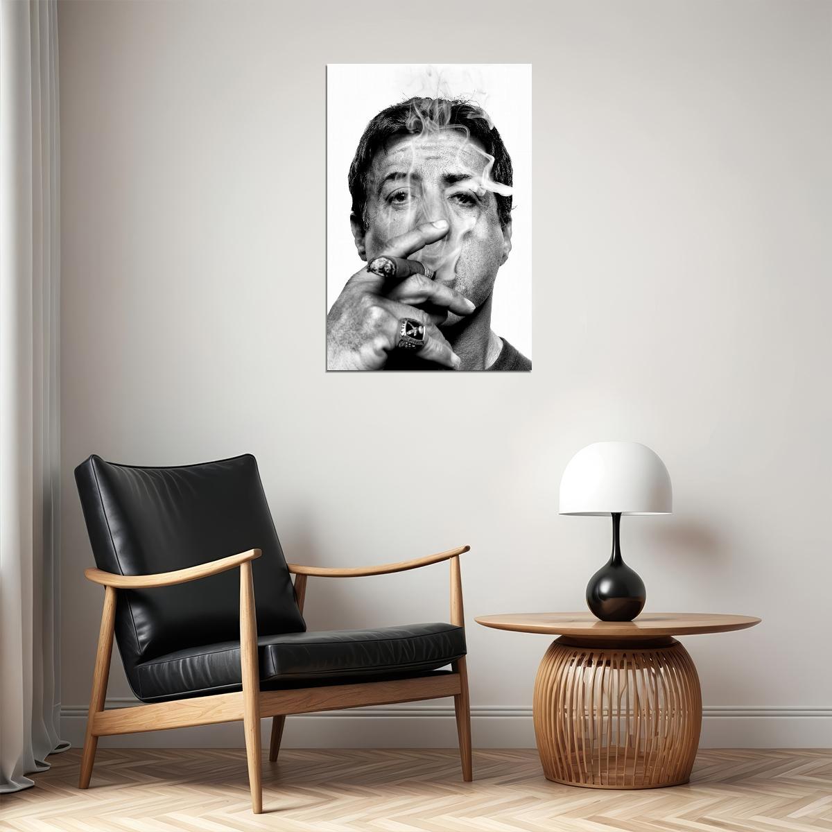 Smoking Portrait Poster Iconic Film Star Glamorous Hollywood Actor Black And White Wall Art Print Old Hollywood Aesthetic Wall Decor - xonomax