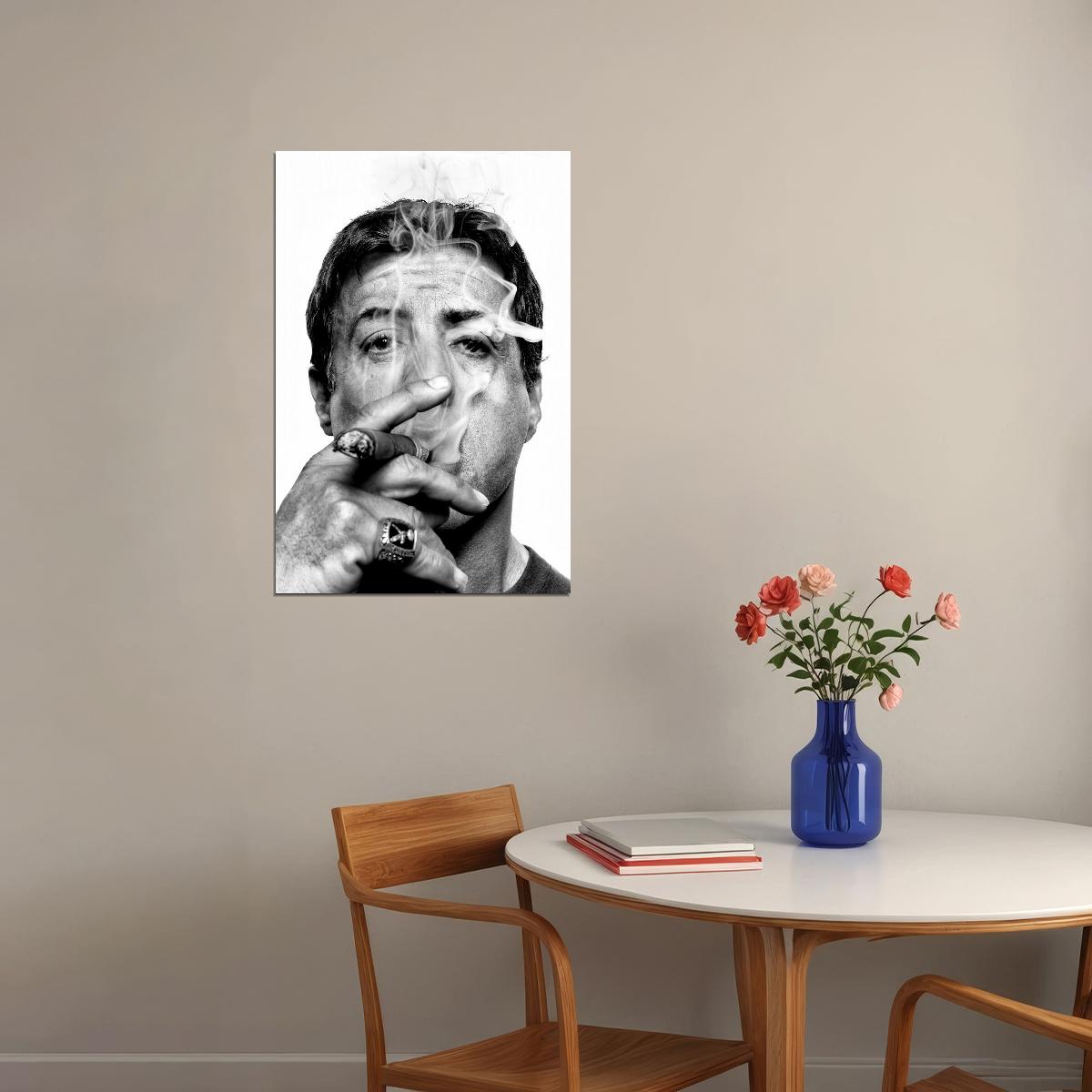 Smoking Portrait Poster Iconic Film Star Glamorous Hollywood Actor Black And White Wall Art Print Old Hollywood Aesthetic Wall Decor - xonomax