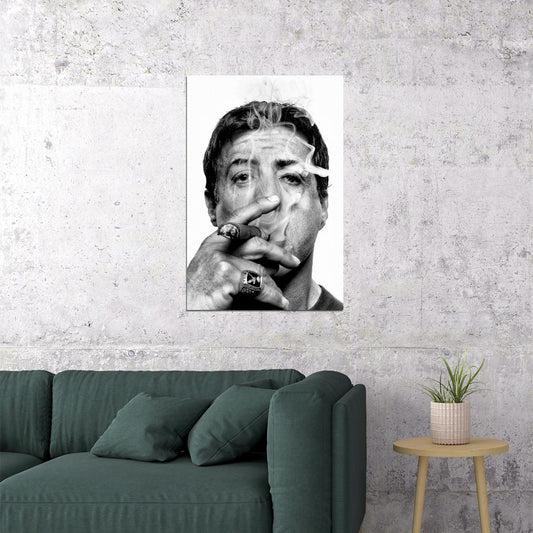 Smoking Portrait Poster Iconic Film Star Glamorous Hollywood Actor Black And White Wall Art Print Old Hollywood Aesthetic Wall Decor - xonomax