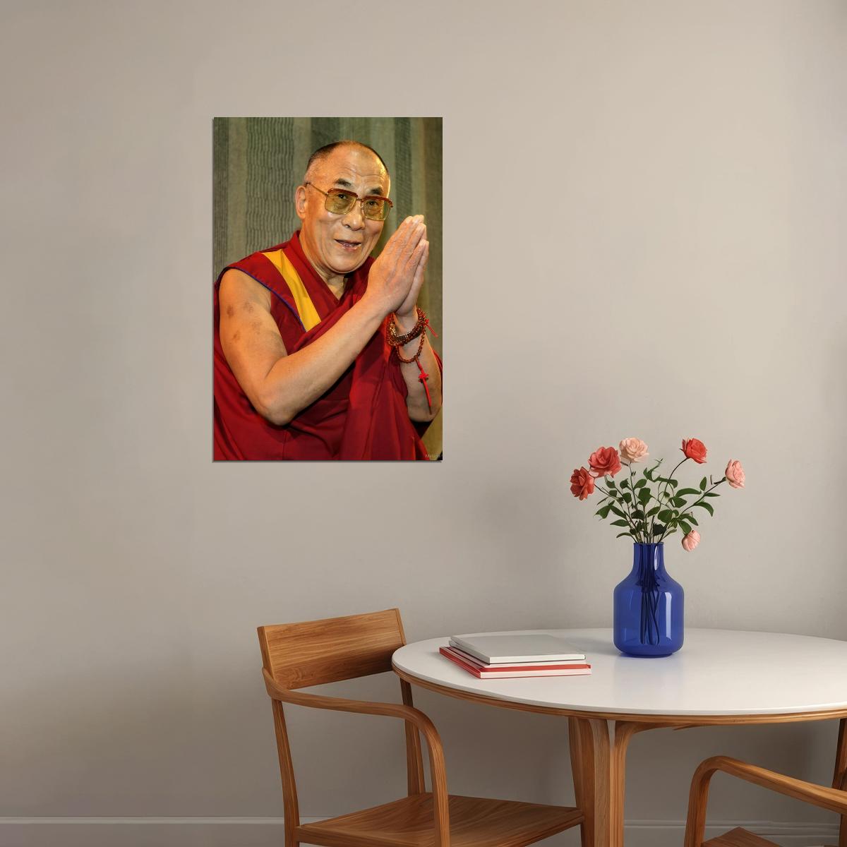 Tenzin Gyatso 14th Dalai Lama Modern Portrait Poster Iconic Tibetan Spiritual Leader Recent Photo Wall Art Print Old Hollywood Aesthetic Wall Decor - xonomax
