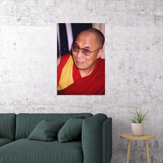 Tenzin Gyatso 14th Dalai Lama Smiling Portrait Poster Iconic Spiritual Leader Classic Religious Figure Wall Art Print Old Hollywood Aesthetic Wall Decor - xonomax