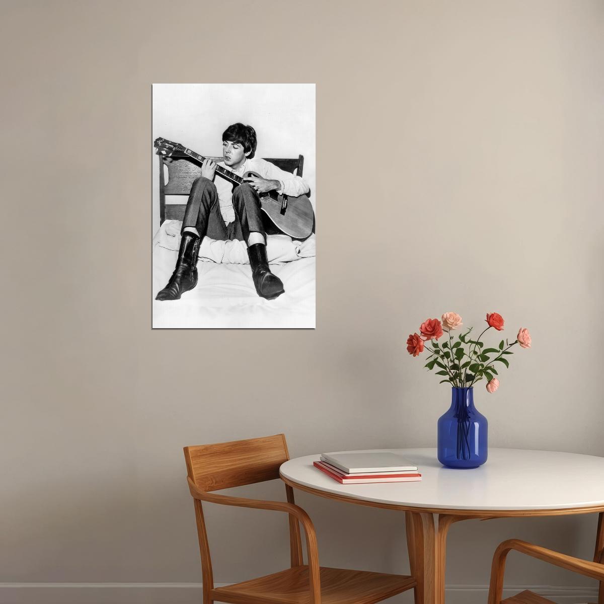 Paul McCartney Young Black And White Poster Iconic Musician 1960s Portrait Classic Rock Star Print Old Hollywood Aesthetic Wall Decor - xonomax