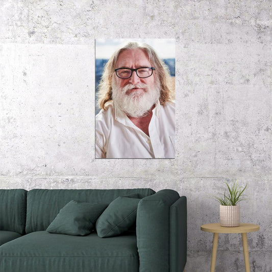 Gabe Newell Modern Portrait Poster Tech Visionary Recent Photo Gaming Industry Icon Wall Art Print Old Hollywood Aesthetic Wall Decor - xonomax