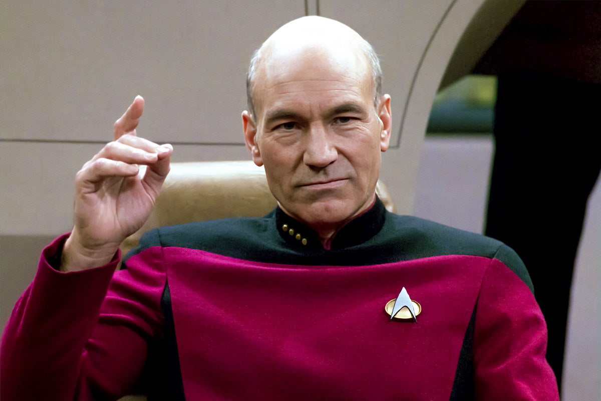Patrick Stewart Jean-Luc Picard Portrait 1980s Sci-Fi TV Series Wall Art Print Poster Old Hollywood Aesthetic Wall Decor - xonomax