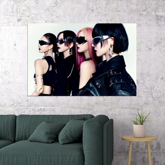 aespa Karina Winter Giselle Ningning Whiplash Album Concept Group Photo K-pop Music Poster Edgy Aesthetic Cyberpunk Female Idol Print Trendy Girl Group Wall Art - xonomax