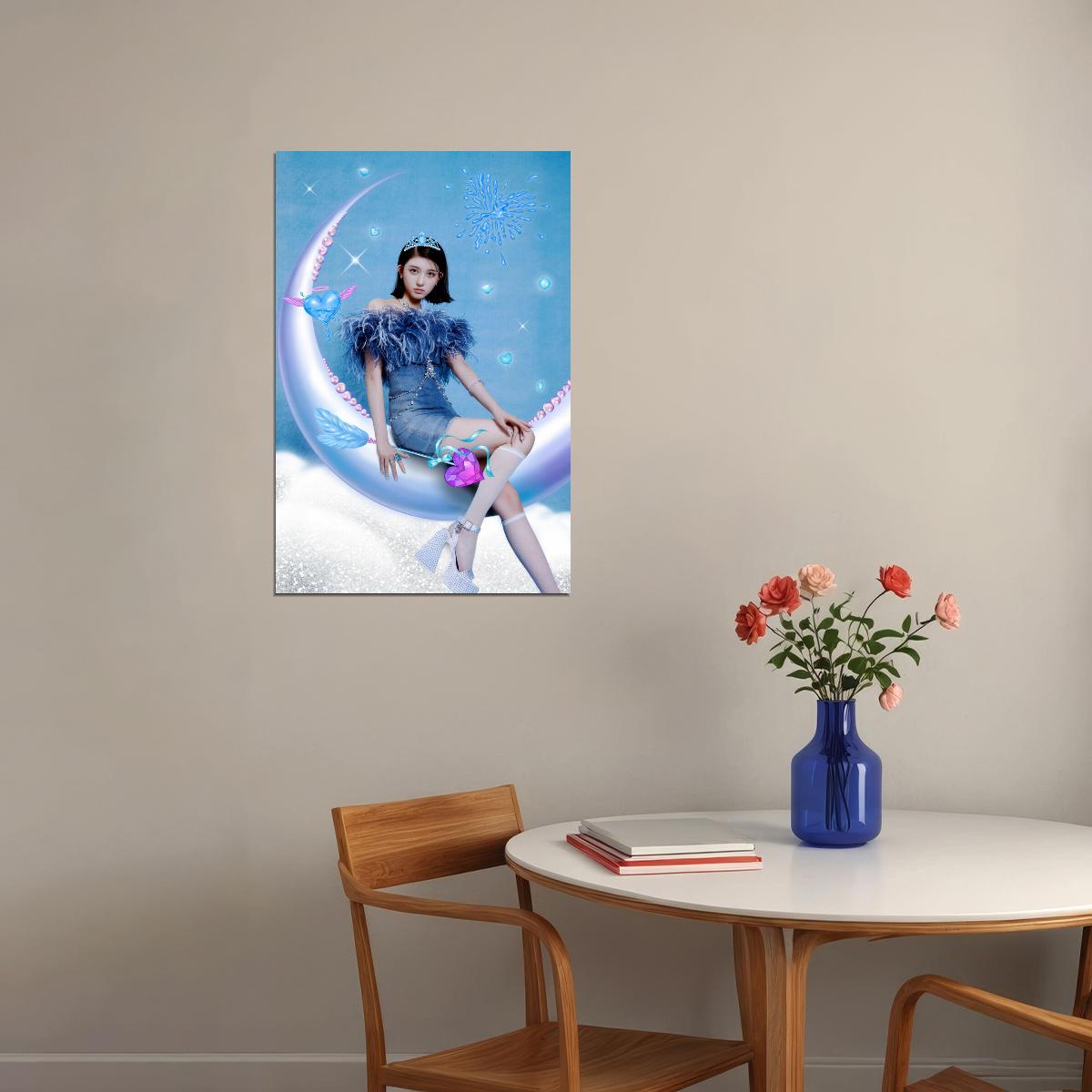 IVE Gaeul LOVE DIVE Album Concept Photo K-pop Music Poster Blue Dream Aesthetic Dreamy Female Korean Idol Fashion Print Trendy Girl Group Wall Art