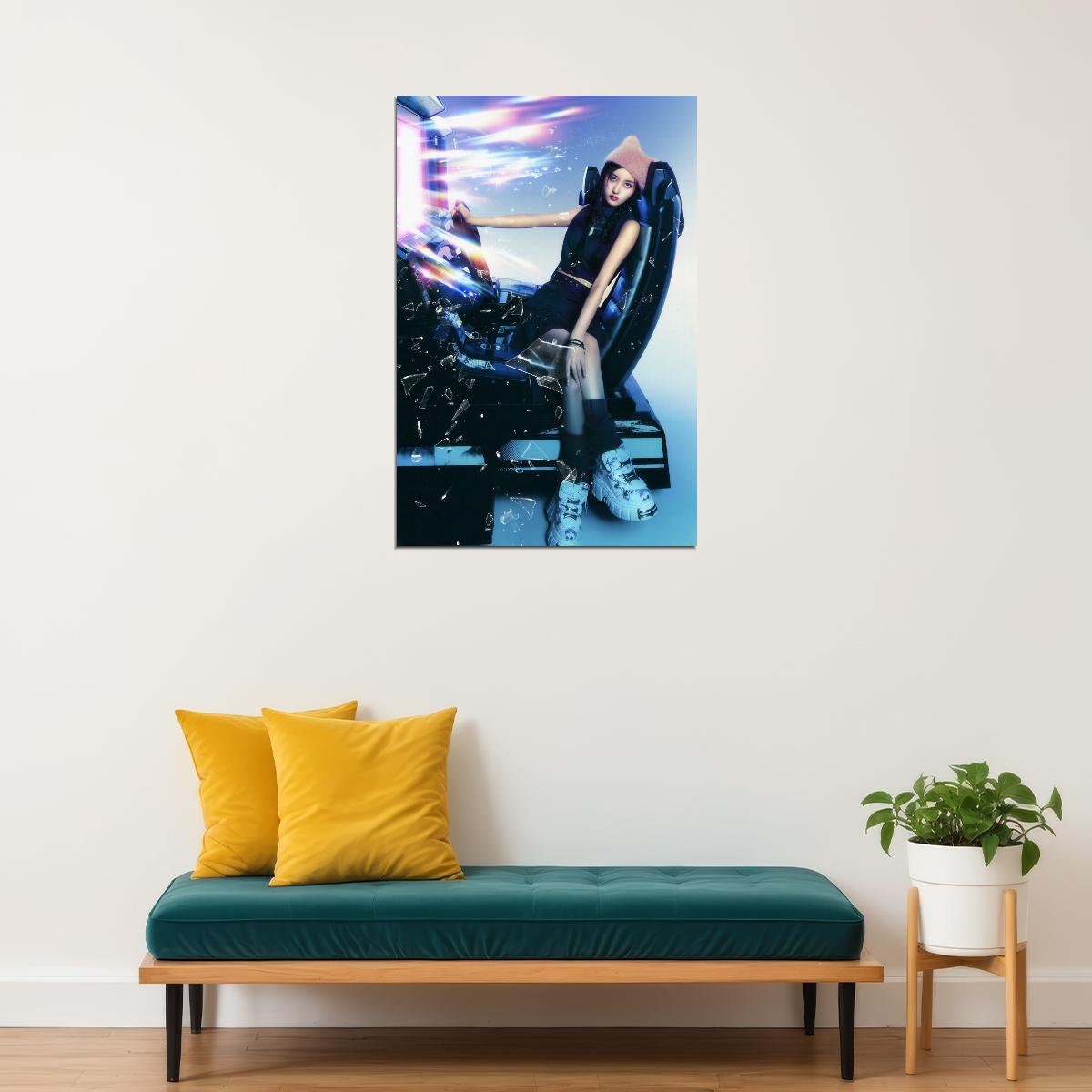 IVE Gaeul Baddie Concept Photo K-pop Music Poster Retro Futurism Aesthetic Vibrant Pop Art Female Korean Idol Fashion Print Trendy Girl Group Wall Art