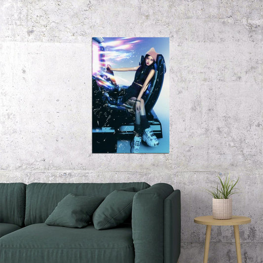 IVE Gaeul Baddie Concept Photo K-pop Music Poster Retro Futurism Aesthetic Vibrant Pop Art Female Korean Idol Fashion Print Trendy Girl Group Wall Art - xonomax