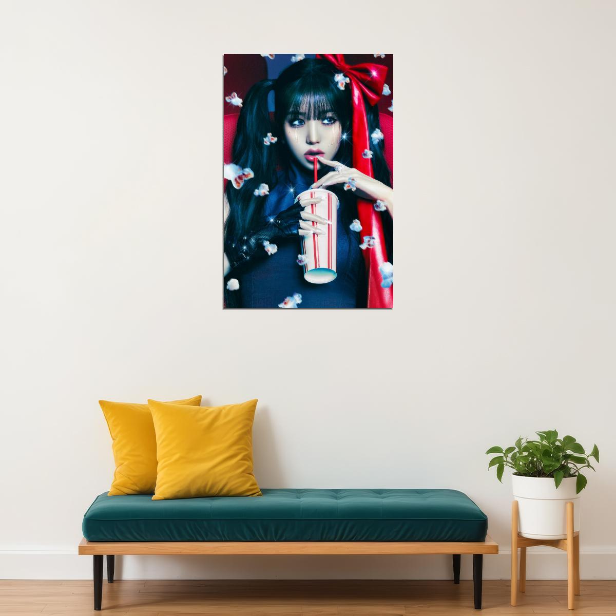 IVE Wonyoung Baddie Concept Photo K-pop Music Poster Cyberpunk Aesthetic Female Korean Idol Futuristic Fashion Print Trendy Girl Group Wall Art