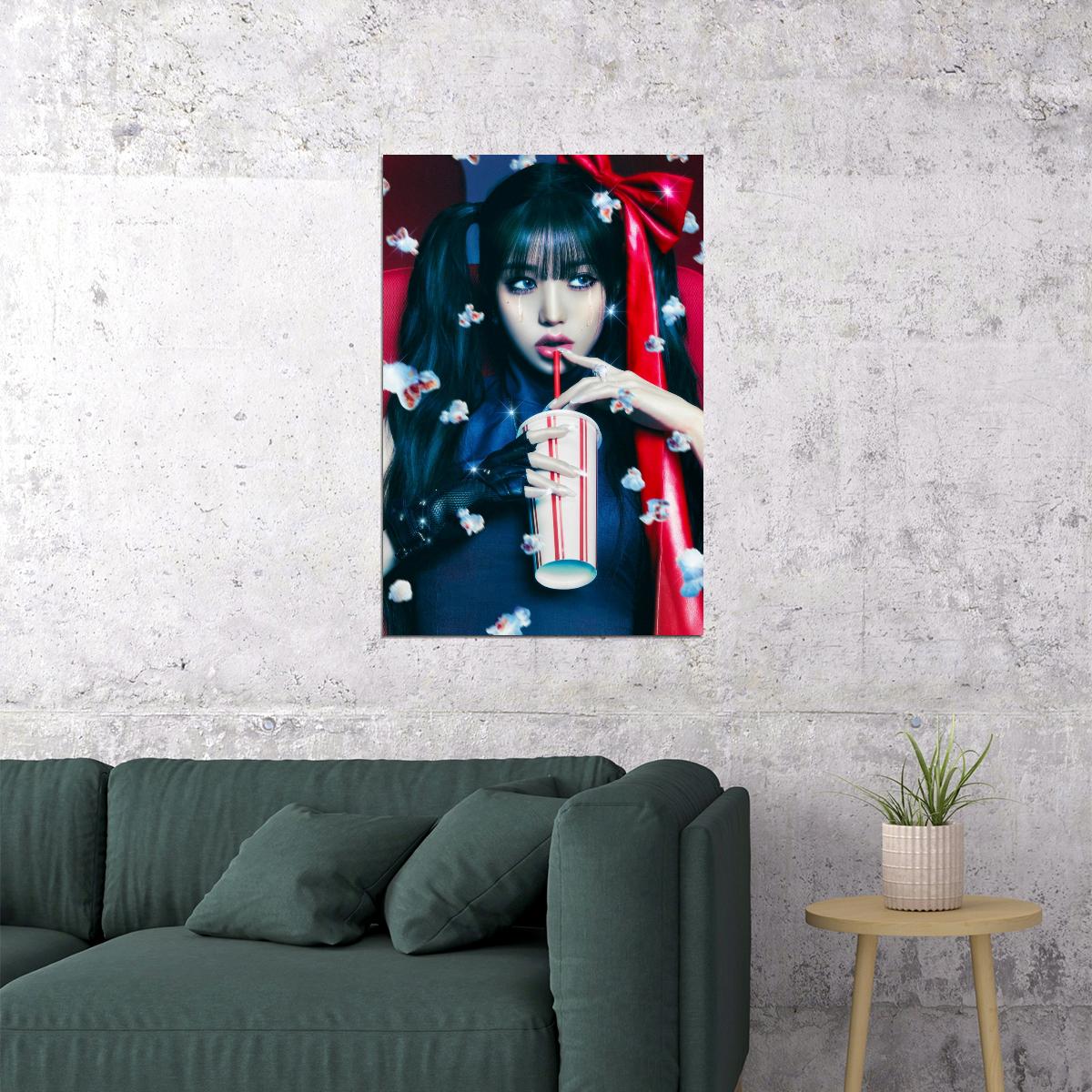 IVE Wonyoung Baddie Concept Photo K-pop Music Poster Cyberpunk Aesthetic Female Korean Idol Futuristic Fashion Print Trendy Girl Group Wall Art