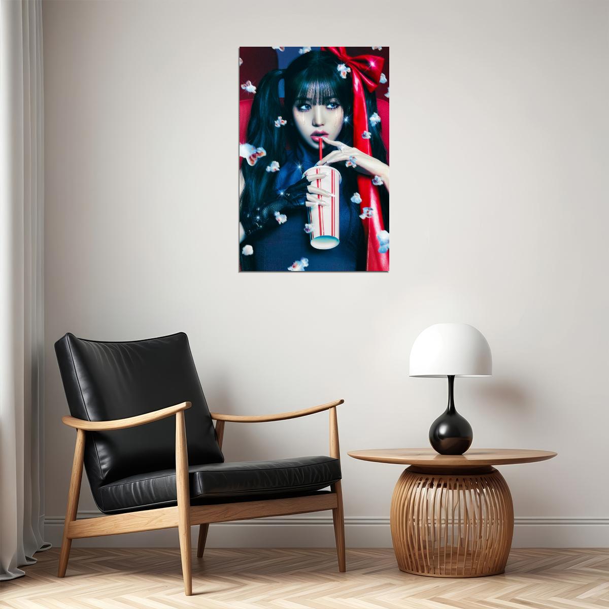IVE Wonyoung Baddie Concept Photo K-pop Music Poster Cyberpunk Aesthetic Female Korean Idol Futuristic Fashion Print Trendy Girl Group Wall Art