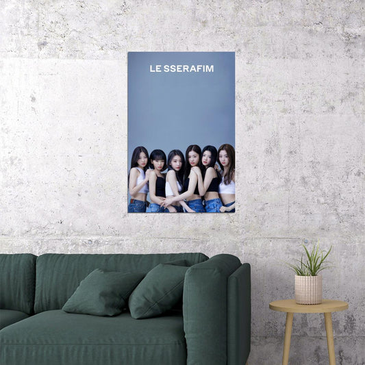 LE SSERAFIM Sakura Chaewon Yunjin Kazuha Eunchae Group Debut Photo Poster K-Pop Aesthetic K-pop Female Girl Group Korean Fashion Idol Wall Art Print - xonomax
