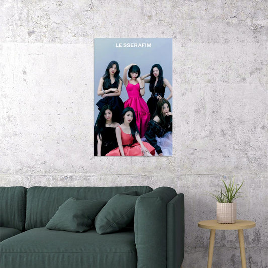 LE SSERAFIM Sakura Chaewon Yunjin Kazuha Eunchae Group Debut Photo Poster K-Pop Aesthetic K-pop Female Girl Group Korean Fashion Idol Wall Art Print - xonomax