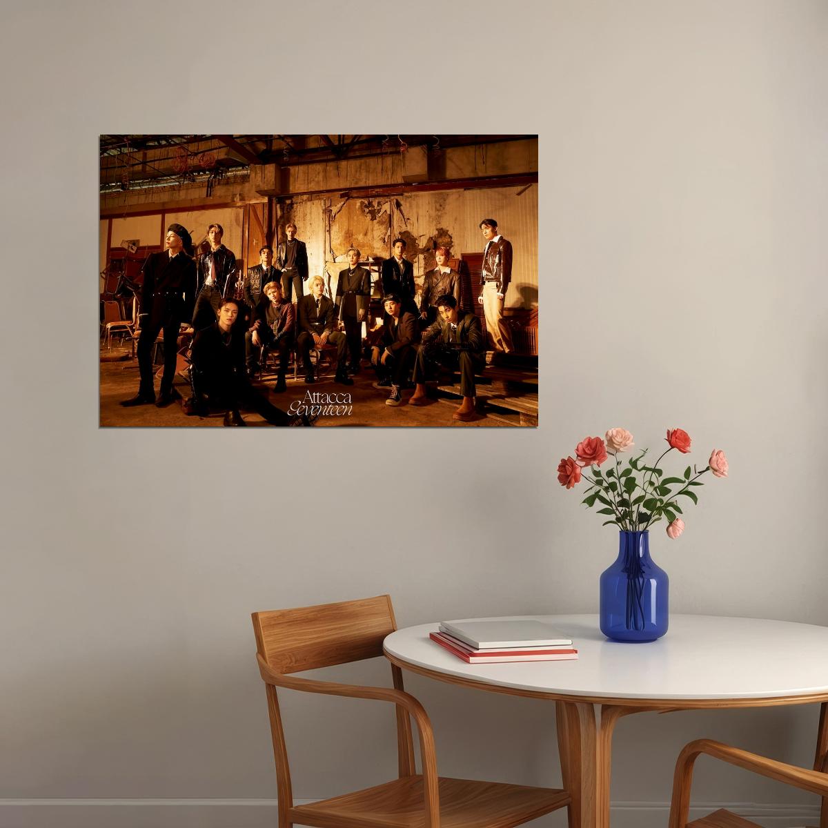 Seventeen Attaca Photo Music Poster KPop Aesthetic Kpop Male Boys Group Boy Band Trendy Photocard Style Wall Decor for Kpop Fans - xonomax