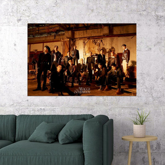 Seventeen Attaca Photo Music Poster KPop Aesthetic Kpop Male Boys Group Boy Band Trendy Photocard Style Wall Decor for Kpop Fans - xonomax