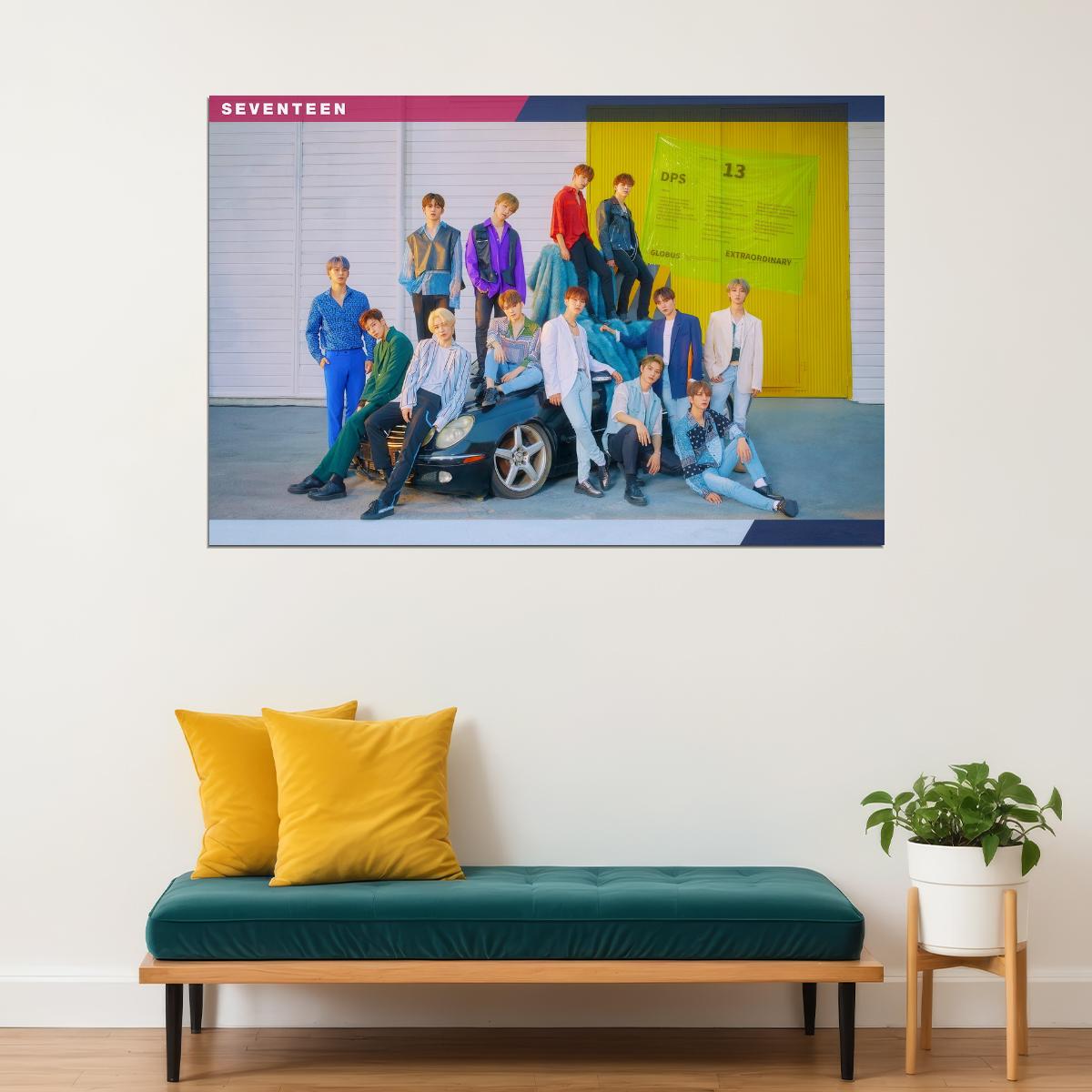Seventeen Photo Music Poster KPop Aesthetic Kpop Male Boys Group Boy Band Trendy Photocard Style Wall Decor for Kpop Fans - xonomax