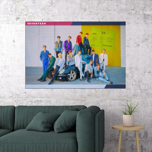Seventeen Photo Music Poster KPop Aesthetic Kpop Male Boys Group Boy Band Trendy Photocard Style Wall Decor for Kpop Fans - xonomax