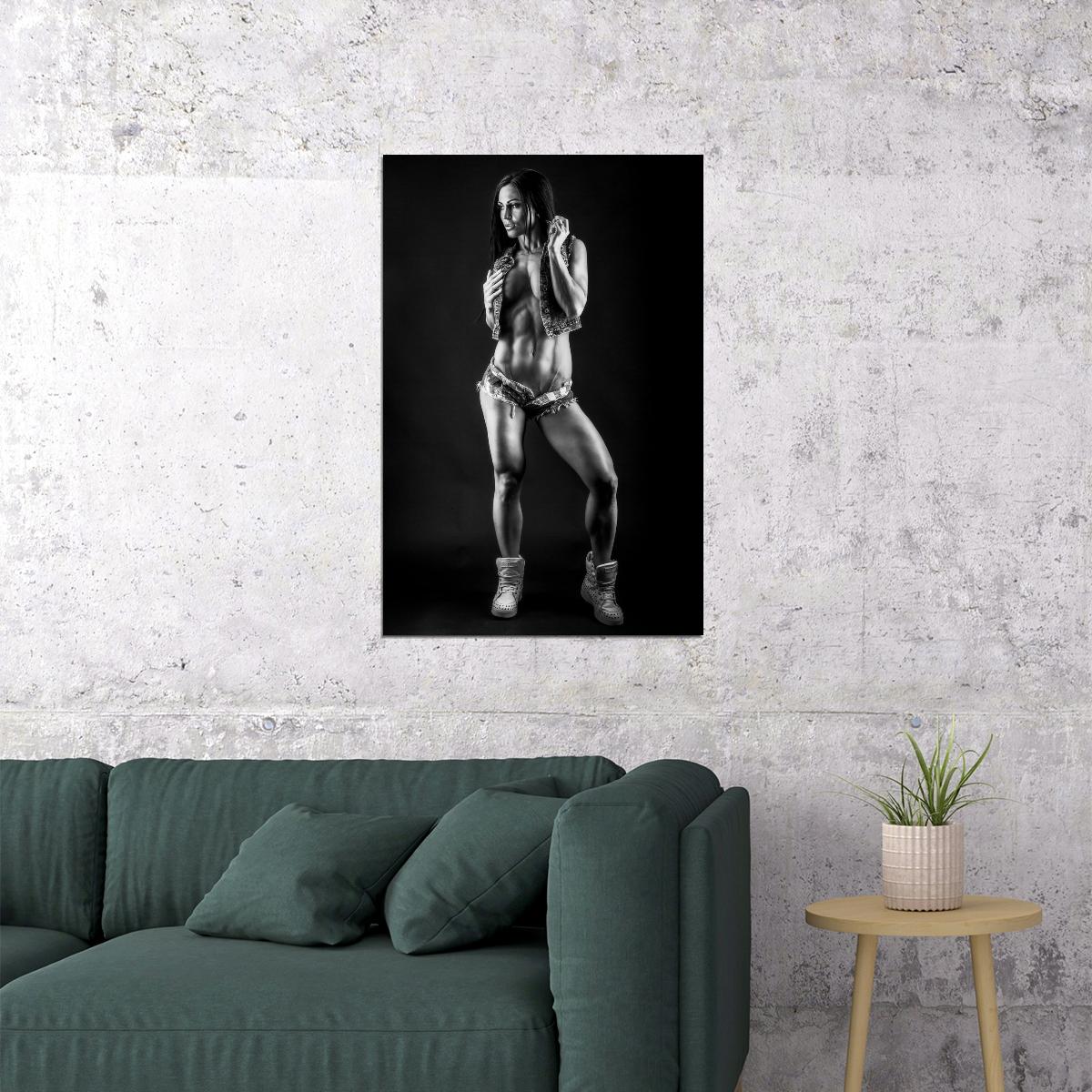 Anita Herbert Hot Fitness Model Poster Sexy Black and White Gym Wall Art Inspirational Workout Decor Aesthetic Sports Print Motivational Wall Decor Athletic Icon HD Photo Print - xonomax