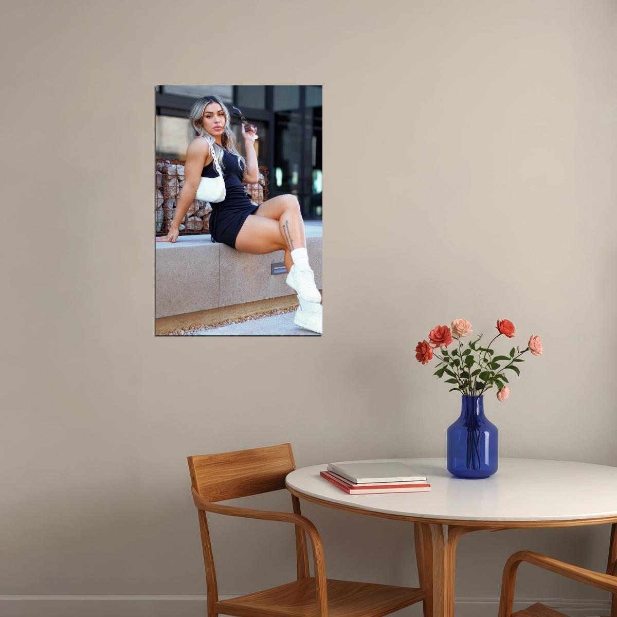 Cassandra Martin Hot Fitness Model Poster Strong Sexy Women Wall Art Inspirational Workout Room Decor Aesthetic Sports Gym Motivational Wall Decor Athletic Icon HD Photo Print