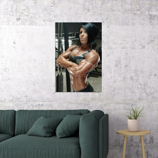 Dana Linn Bailey Famous Female Bodybuilder Olympia Shot Fitness Poster Inspirational Gym Decor Woman Athletes Icon Bodybuilding Workout HD Photo Print Workout Motivational Wall Art - xonomax