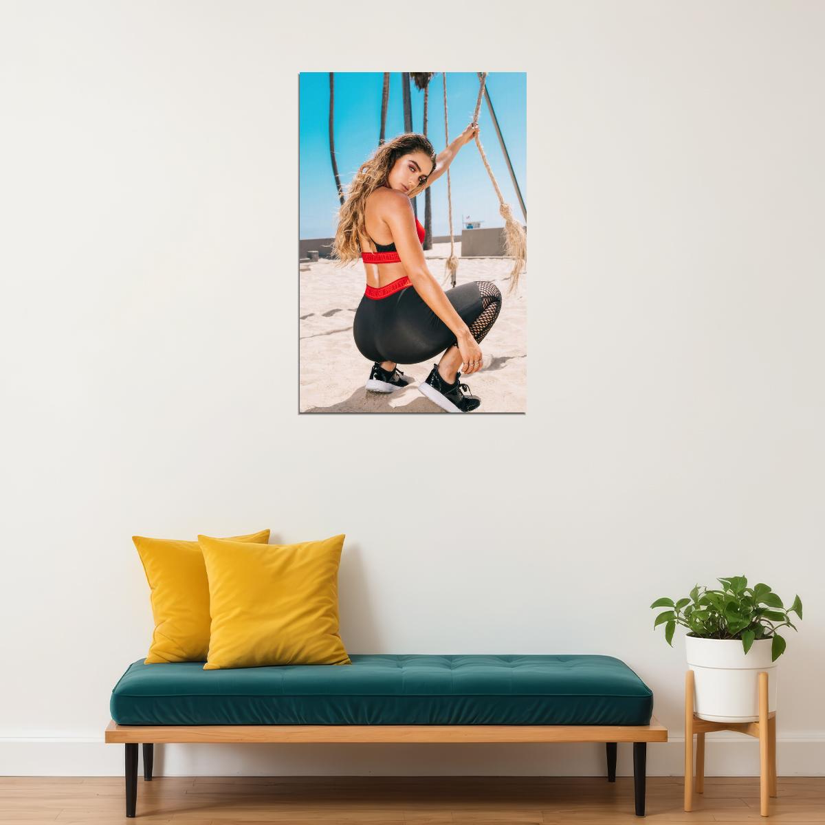 Sommer Ray Hot Fitness Model Poster Sexy Female Wall Art Inspirational Workout Room Decor Aesthetic Sports Print Gym Motivational Wall Decor Athletic Icon HD Photo Print - xonomax