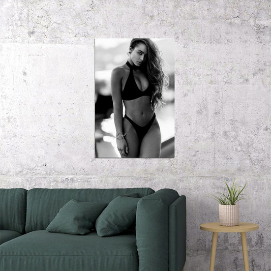 Sommer Ray Hot Fitness Model Poster Sexy Female Wall Art Black and White Inspirational Workout Decor Aesthetic Sports Gym Motivational Wall Decor Athletic Icon HD Photo Print - xonomax