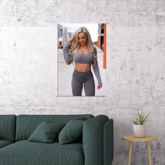 Stephanie Sanzo Hot Fitness Model Poster Strong Sexy Women Wall Art Inspirational Workout Room Decor Aesthetic Sports Print Gym Motivational Wall Decor Athletic Icon HD Photo Print - xonomax