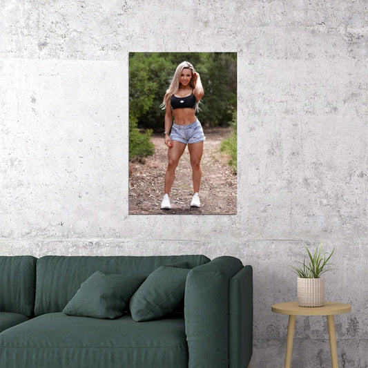 Stephanie Sanzo Hot Fitness Model Poster Strong Sexy Women Wall Art Inspirational Workout Room Decor Aesthetic Sports Print Gym Motivational Wall Decor Athletic Icon HD Photo Print - xonomax