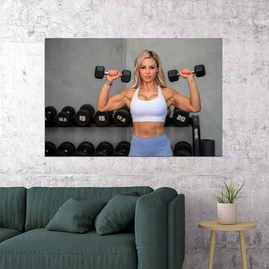 Stephanie Sanzo Hot Fitness Model Poster Strong Sexy Women Wall Art Inspirational Workout Room Decor Aesthetic Sports Print Gym Motivational Wall Decor Athletic Icon HD Photo Print - xonomax