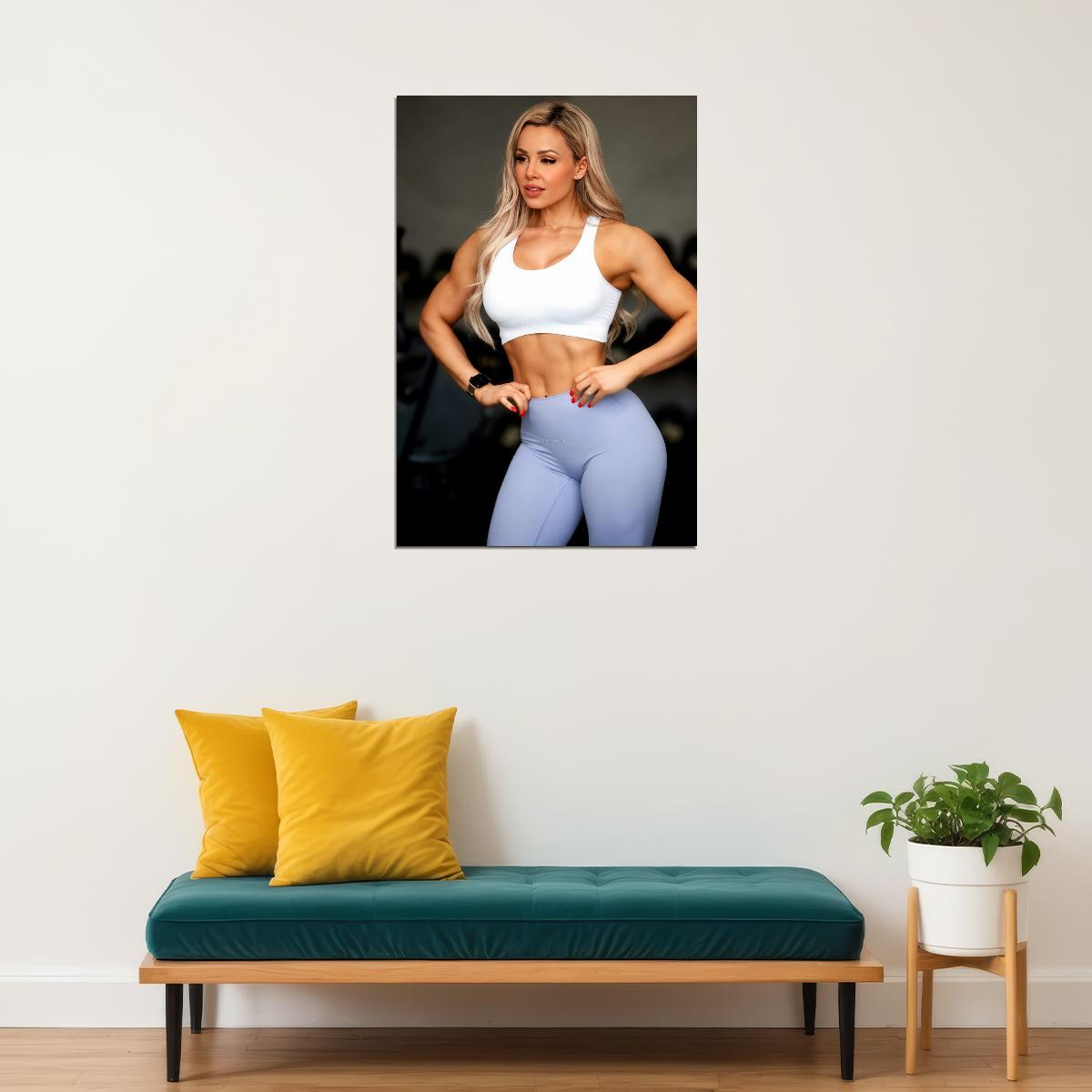 Stephanie Sanzo Hot Fitness Model Poster Strong Sexy Women Wall Art Inspirational Workout Room Decor Aesthetic Sports Print Gym Motivational Wall Decor Athletic Icon HD Photo Print - xonomax