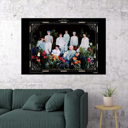 Ateez Golden Hour Part.2 Concept Group Photo Music Poster K-Pop Home Decor For Living Room Aesthetic Kpop Male Boys Group Boy Band - xonomax