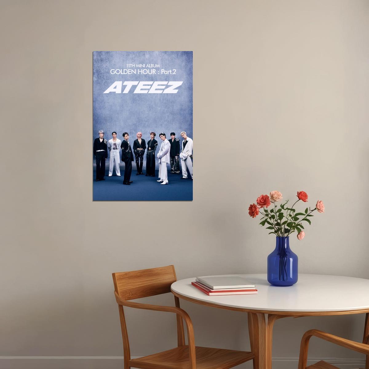 Ateez Golden Hour Part.2 Group Concept Photo Music Poster K-Pop Home Decor For Living Room Aesthetic Kpop Male Boys Group Boy Band - xonomax