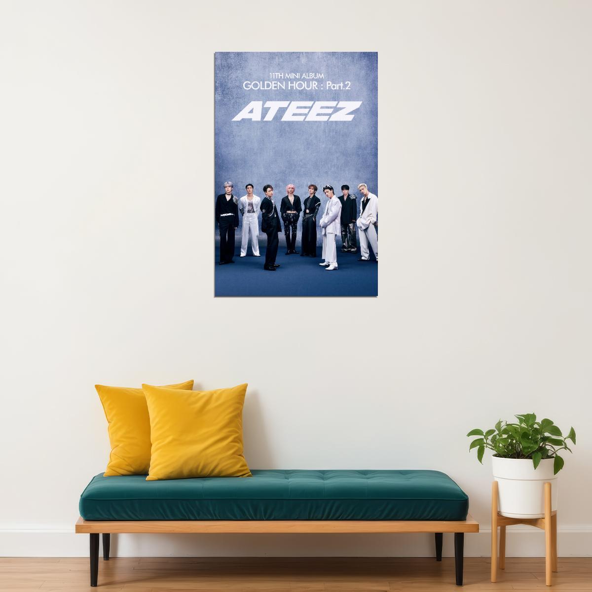 Ateez Golden Hour Part.2 Group Concept Photo Music Poster K-Pop Home Decor For Living Room Aesthetic Kpop Male Boys Group Boy Band - xonomax