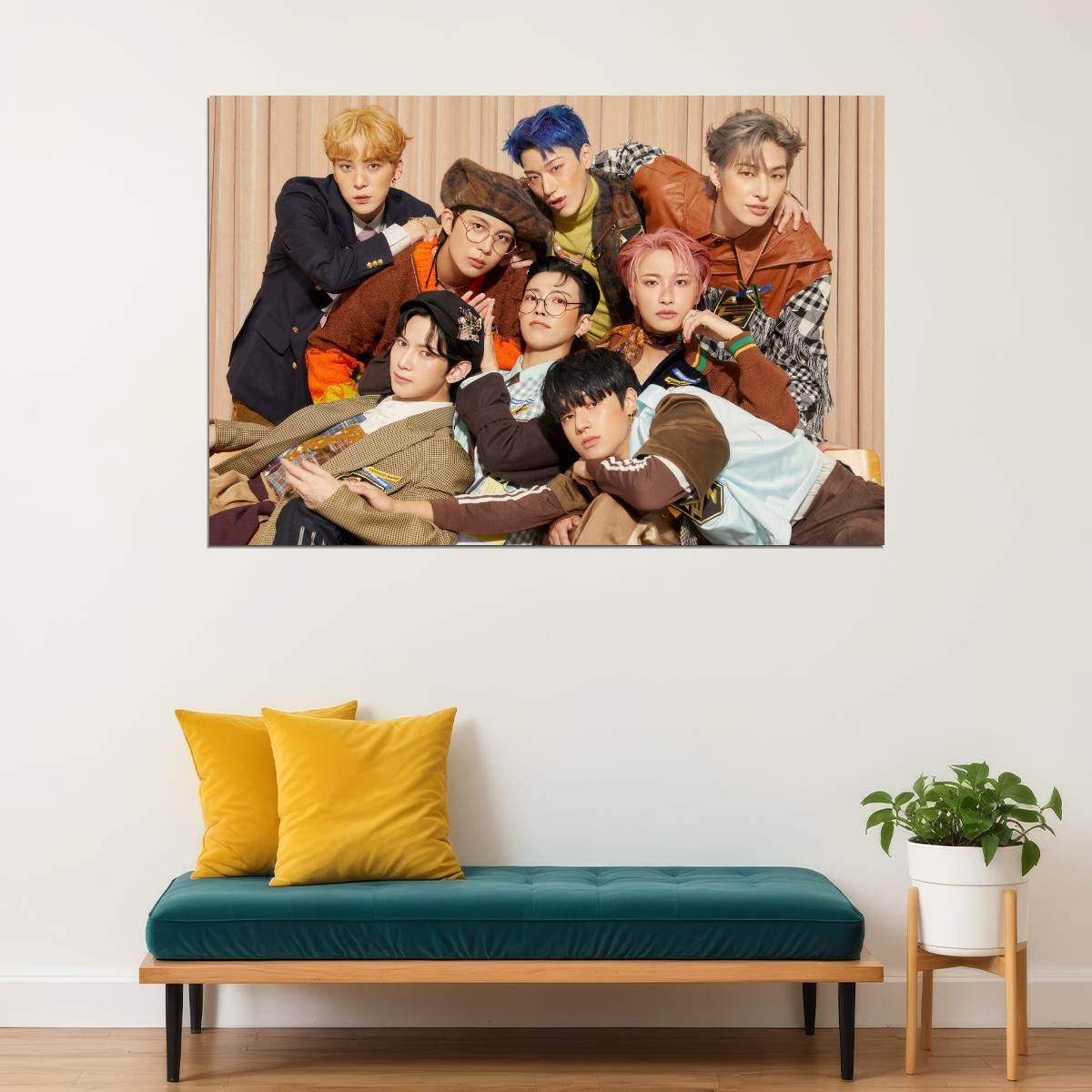 Ateez Hongjoong Seonghwa Yunho Yeosang San Mingi Wooyoung Jongho Group Photo Music Poster K-Pop Home Decor For Living Room Aesthetic Kpop Male Boys Group Boy Band - xonomax
