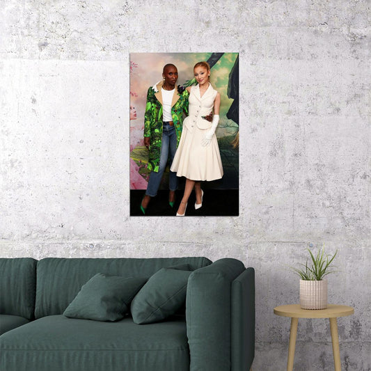 Ariana Grande and Cynthia Erivio at Wicked Press Tour Method Dressing Fashion Photo Print Iconic Hollywood Moments Wall Art - xonomax