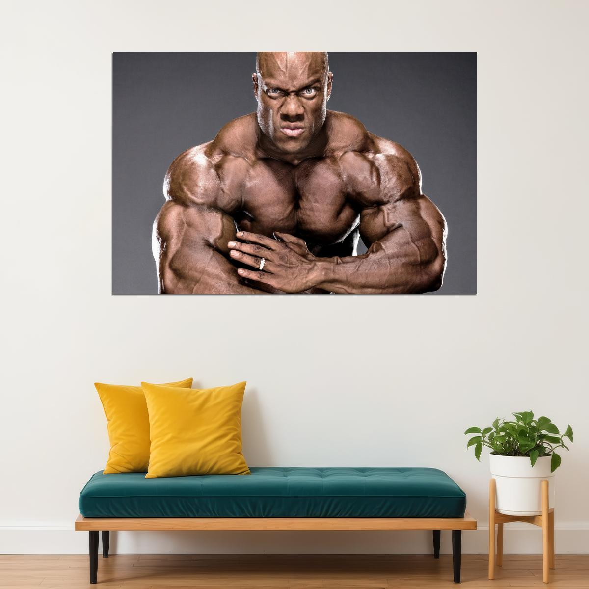 Phil Heath Famous Bodybuilder Poster Most Muscular Pose Bodybuilding Workout HD Photo Print Motivational Gym Decor Athletes Icon Wall Art Weightlifting Artwork - xonomax