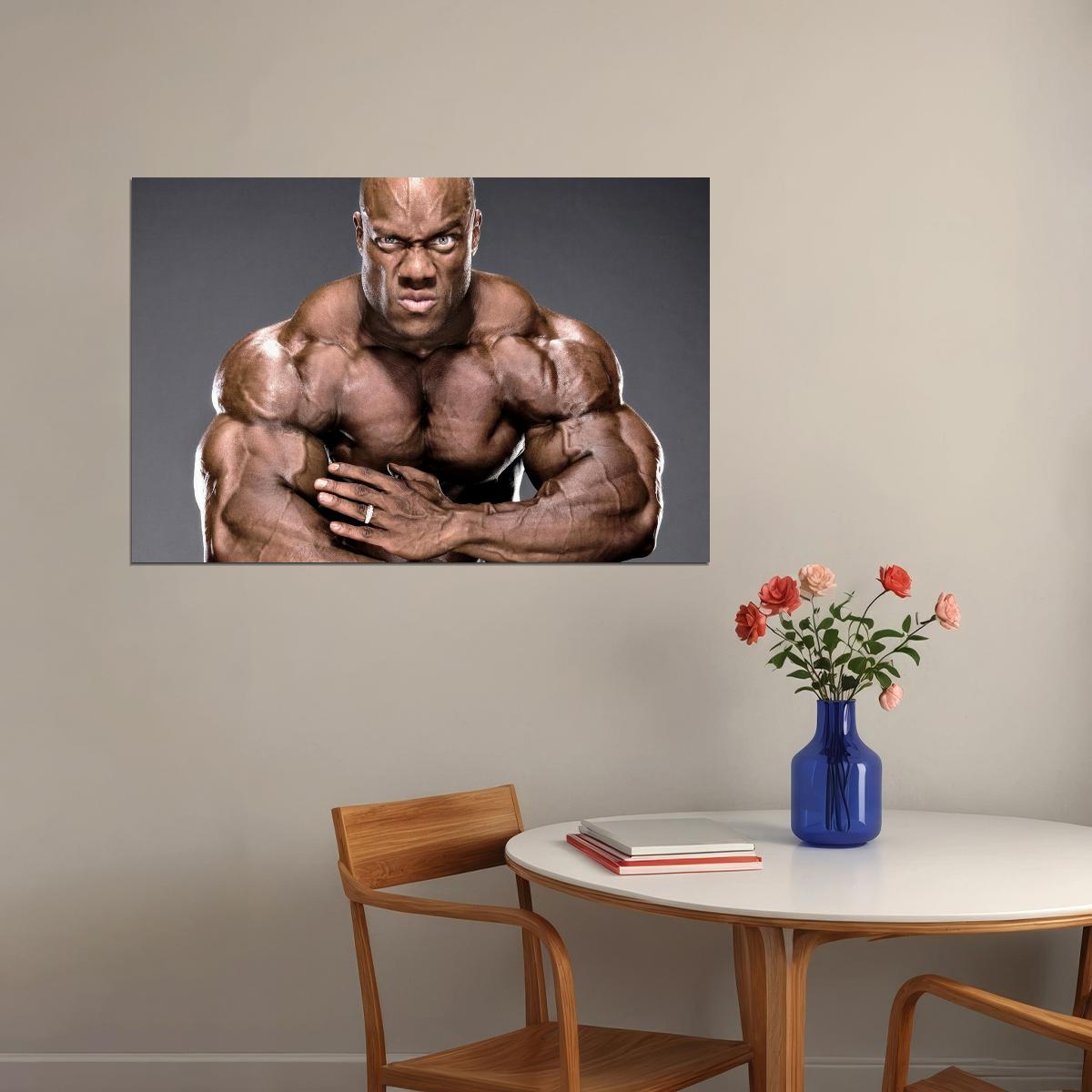Phil Heath Famous Bodybuilder Poster Most Muscular Pose Bodybuilding Workout HD Photo Print Motivational Gym Decor Athletes Icon Wall Art Weightlifting Artwork - xonomax