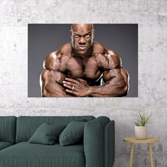 Phil Heath Famous Bodybuilder Poster Most Muscular Pose Bodybuilding Workout HD Photo Print Motivational Gym Decor Athletes Icon Wall Art Weightlifting Artwork - xonomax