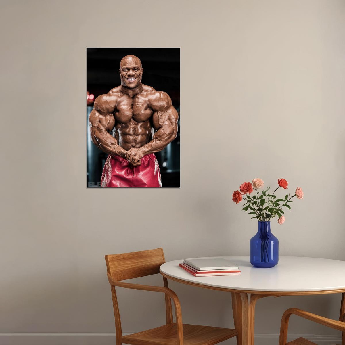 Phil Heath Famous Bodybuilder Poster Most Muscular Pose Bodybuilding Workout HD Photo Print Inspirational Gym Decor Athletes Icon Wall Art Weightlifting Artwork - xonomax